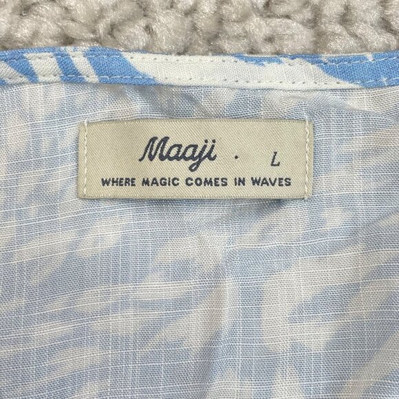 Maaji Helena Blue White Animal Print Tassel Tie Flowy Dress - Picture 5 of 13